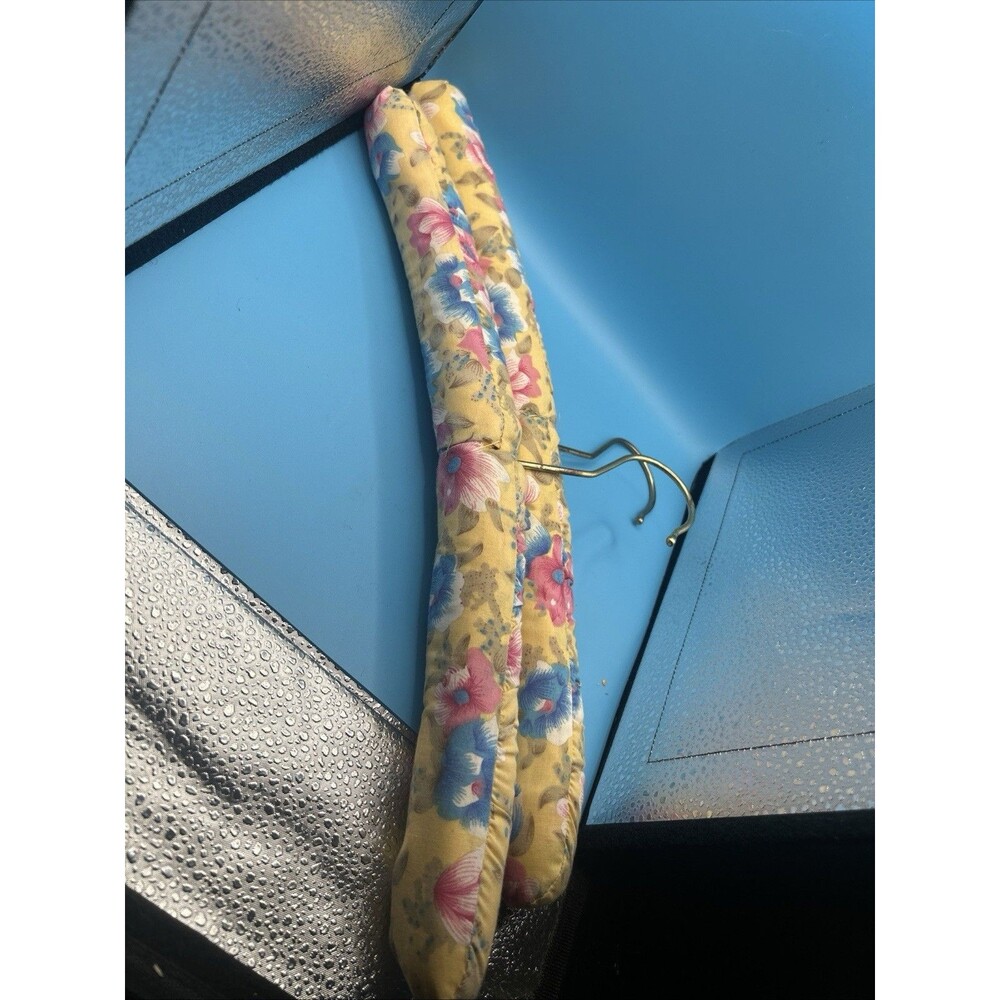 Cotton Handsewn Padded Clothing Hangers Lot of 2 Vintage Floral Decorative